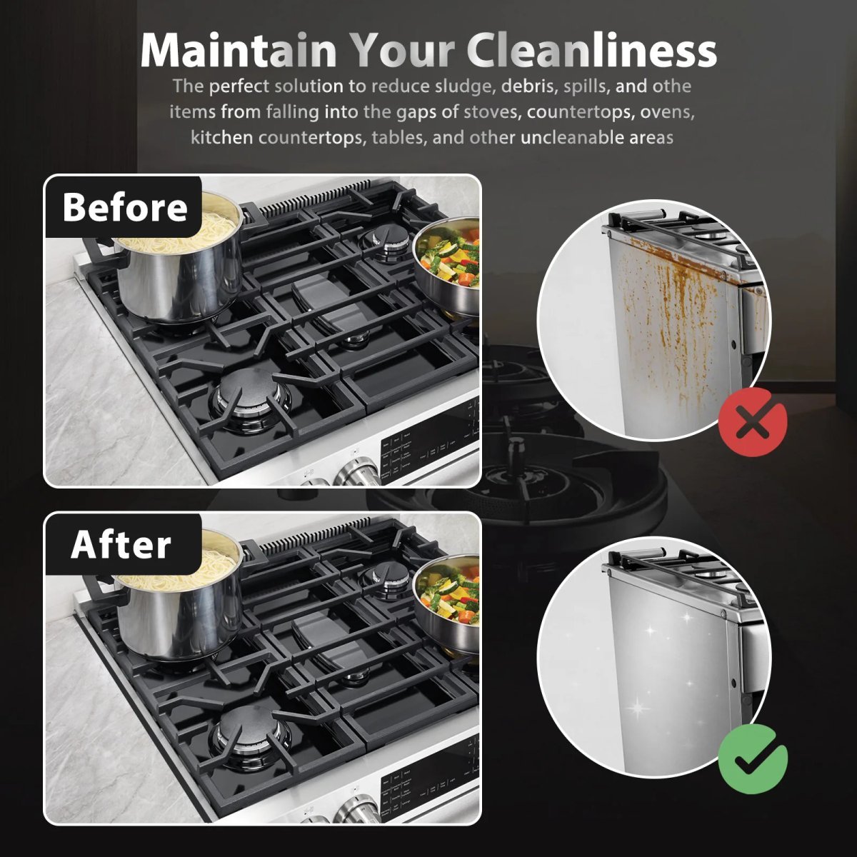 2 Pcs Stainless Steel Stove Gap Guard Reusable Stove Gap Covers Stretchable Stoves Gaps Filler for Household Kitchen Accessories - Image 5