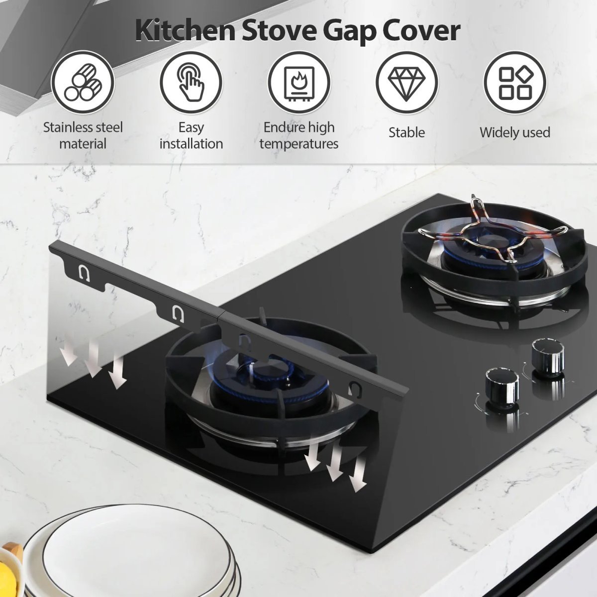 2 Pcs Stainless Steel Stove Gap Guard Reusable Stove Gap Covers Stretchable Stoves Gaps Filler for Household Kitchen Accessories - Image 6