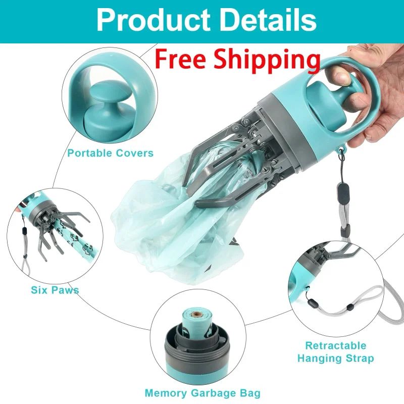 360 Portable Pooper Scooper with Bag Attachment & Dispenser – Lightweight Claw Poop Picker – Ideal for Small & Large Dogs - Image 1
