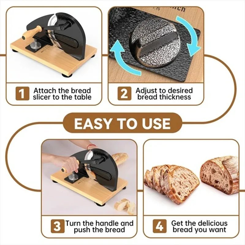 A76X-Manual Bread Slicer for Homemade Sourdough Bread Versatile Hand Crank Bread Slicer Adjustable Width Slicers for Homemade - Image 3