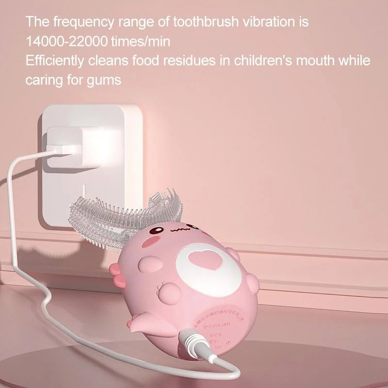 Children U-shaped Electric Toothbrush 360 Degrees Smart Cartoon Kids silicone Toothbrush Automatic Rechargeable Sonic Toothbrush - Image 5