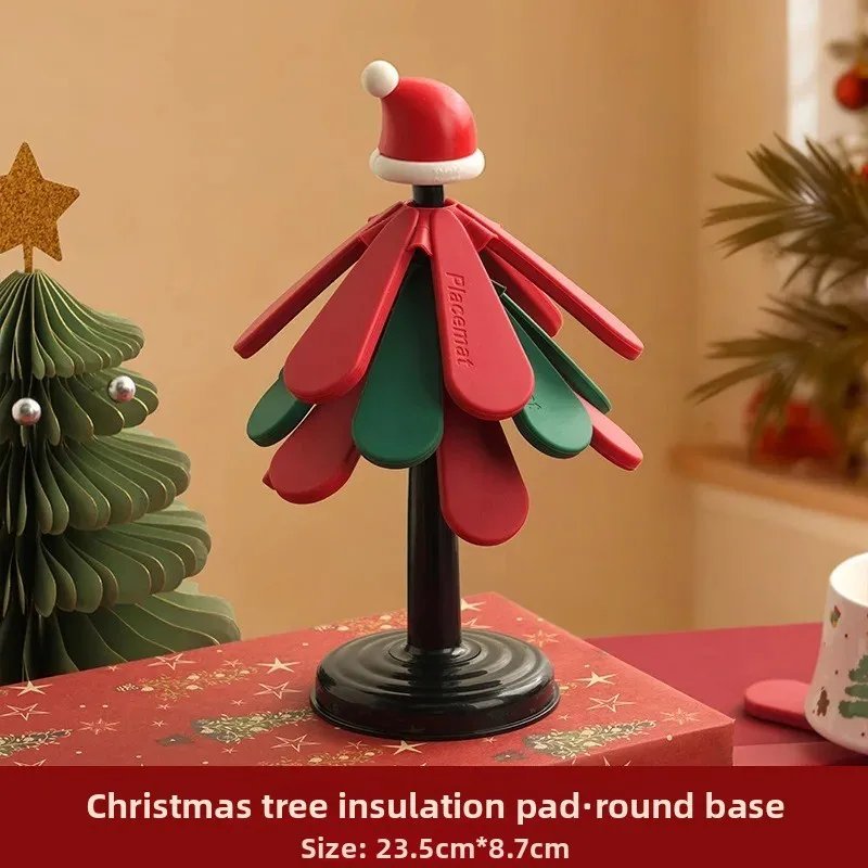 Christmas Tree Heat-resistant Pot Mathousehold Tea Cup Mat Foldable Partition for Convenient Storage Also A Phone Holder - Image 3