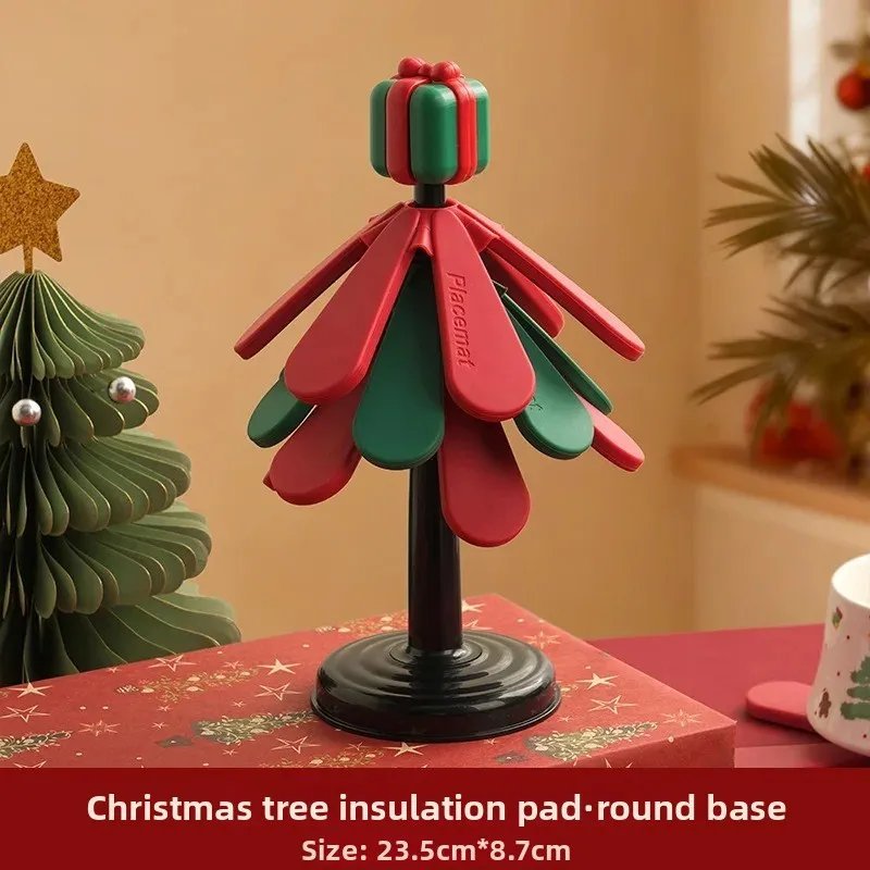 Christmas Tree Heat-resistant Pot Mathousehold Tea Cup Mat Foldable Partition for Convenient Storage Also A Phone Holder - Image 4