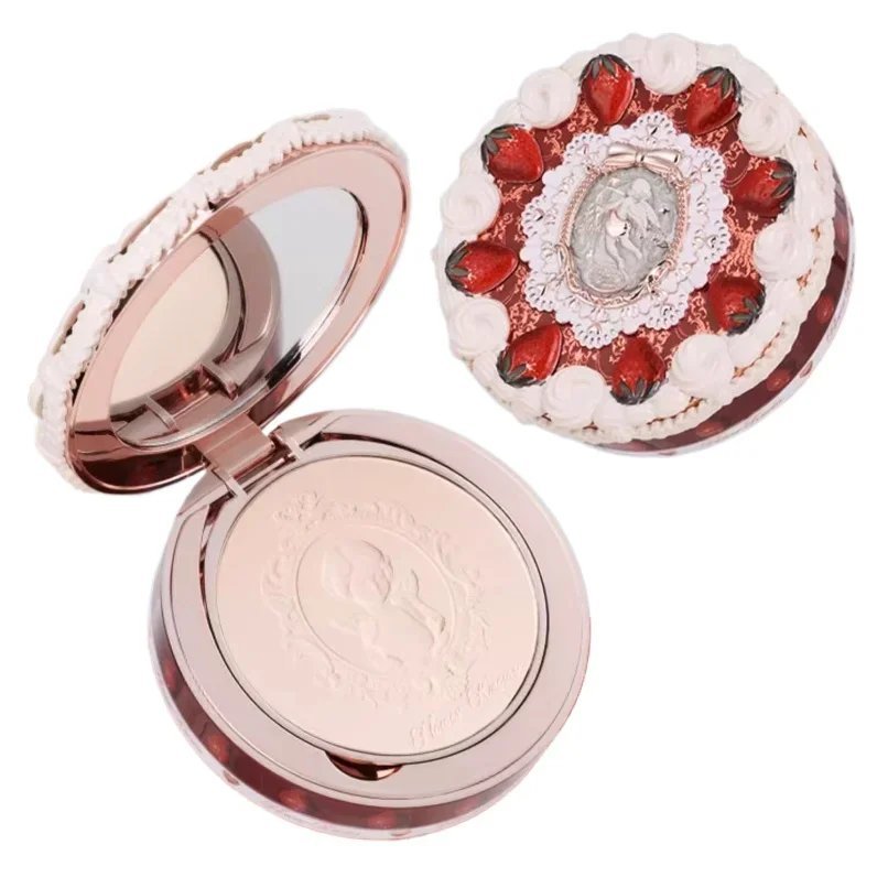 Flower Knows Strawberry Cupid Collection Pressed Powder Mineral Makeup Powder Foundation With Concealer & Finishing Vegan - Image 2