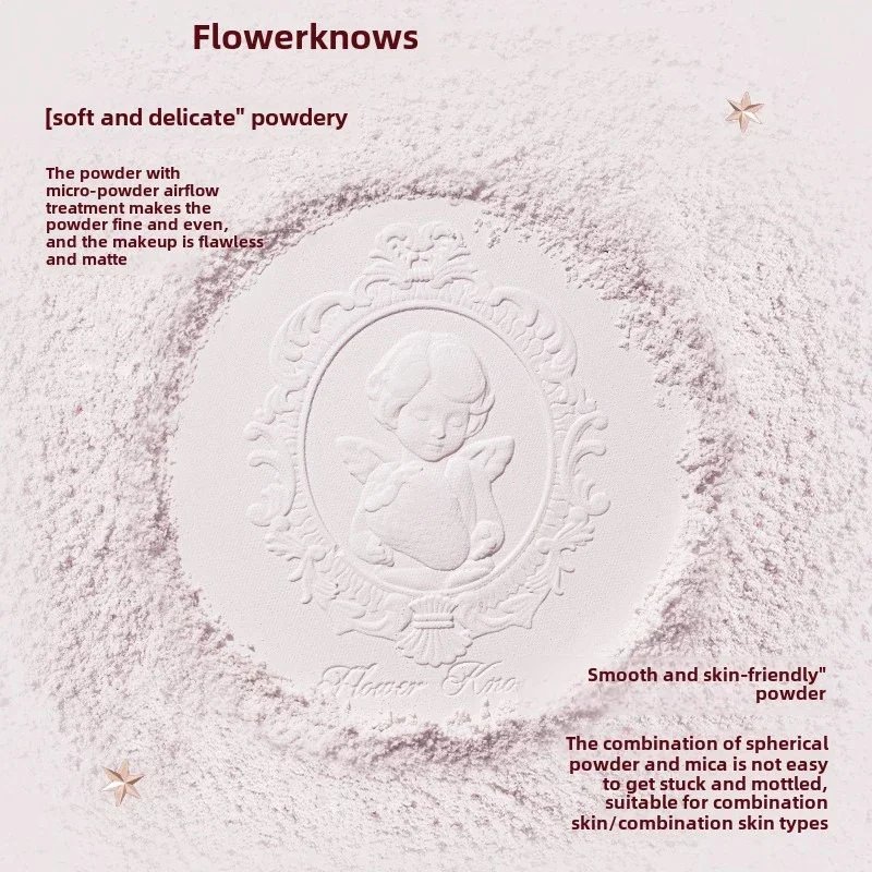 Flower Knows Strawberry Cupid Collection Pressed Powder Mineral Makeup Powder Foundation With Concealer & Finishing Vegan - Image 3
