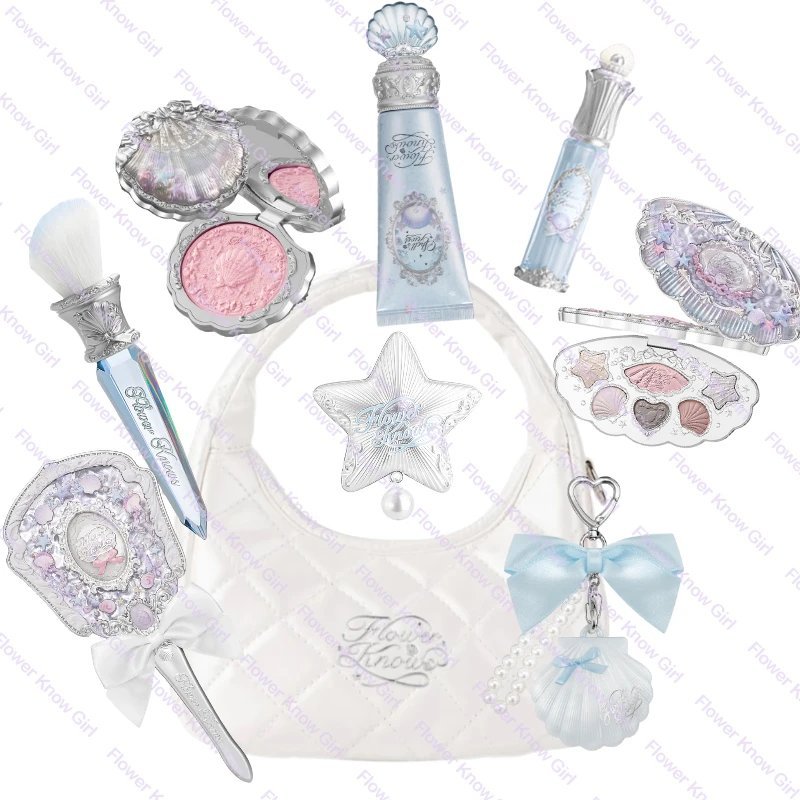 Makeup Flower Knows Shell's Jewel Mermaid Glow Set Eyeshadow Palette Blush Lip Gloss Makeup Bag Matte Glow Shimmer Primer kit - Image 1