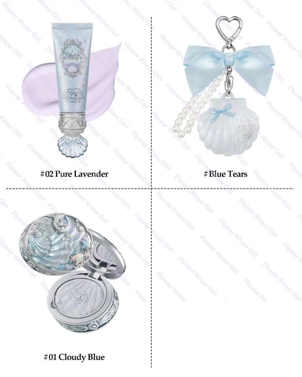 Makeup Flower Knows Shell's Jewel Mermaid Glow Set Eyeshadow Palette Blush Lip Gloss Makeup Bag Matte Glow Shimmer Primer kit - Image 6