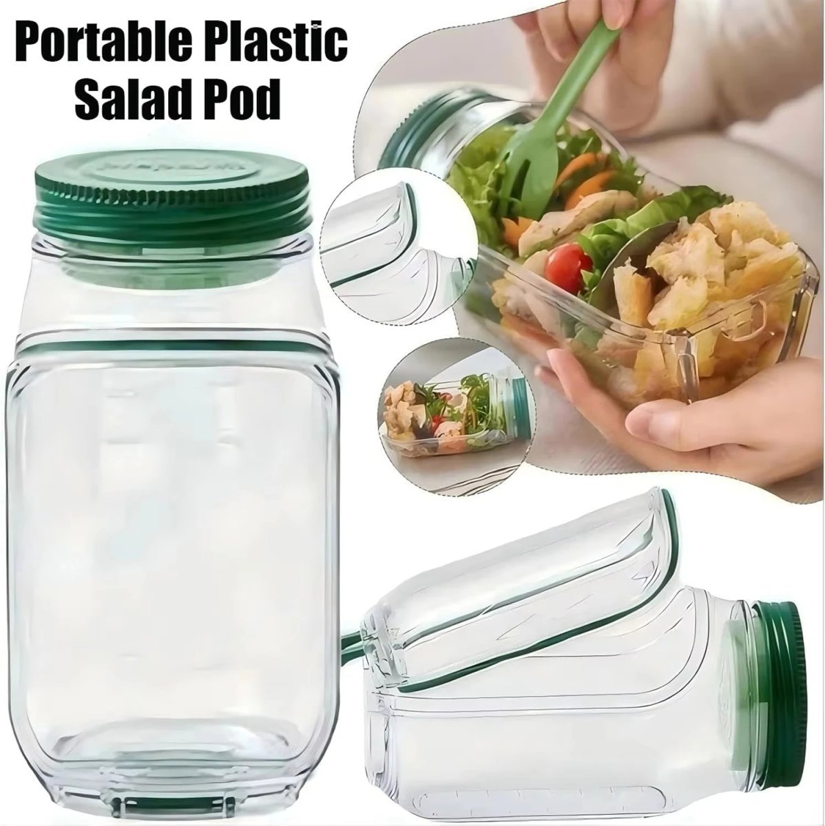 Portable Plastic Salad Pod All-In-One Container with Leak Proof Oats Container Reusable Keep it Fresh Fresh Salad Bowl Meal Prep - Image 1