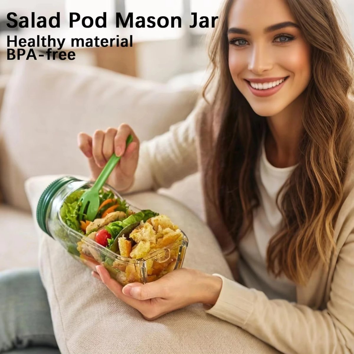 Portable Plastic Salad Pod All-In-One Container with Leak Proof Oats Container Reusable Keep it Fresh Fresh Salad Bowl Meal Prep - Image 6