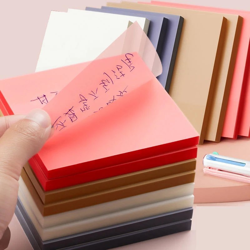 Transparent Sticky Notes 50 sheets 6 Colours 75*75mm Pad Bookmark Marker Memo Sticker Paper Office School Supplies - Image 1